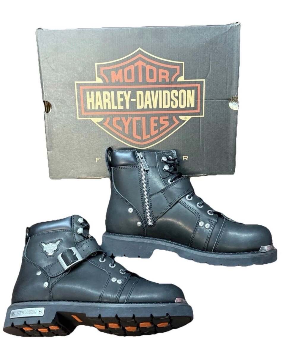 Harley-Davidson Brake Buckle Boot Size 10.5 Black Leather Riding Boots